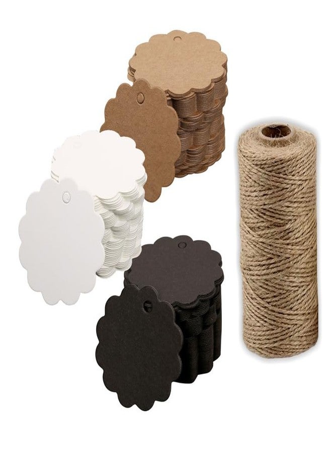TOWNBUS - Combo Pack 120 Nos (3x40 Nos) of Double Sided Blank Hang Tags with String for Party & Celebration | Plain Return Gift Kraft Tags with Jute Rope | Thread - Image 1